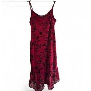 Vintage SFuzi Women’s Y2k Midi Dress Size 7 Mesh Velvet Burnout Whimsigoth Vamp